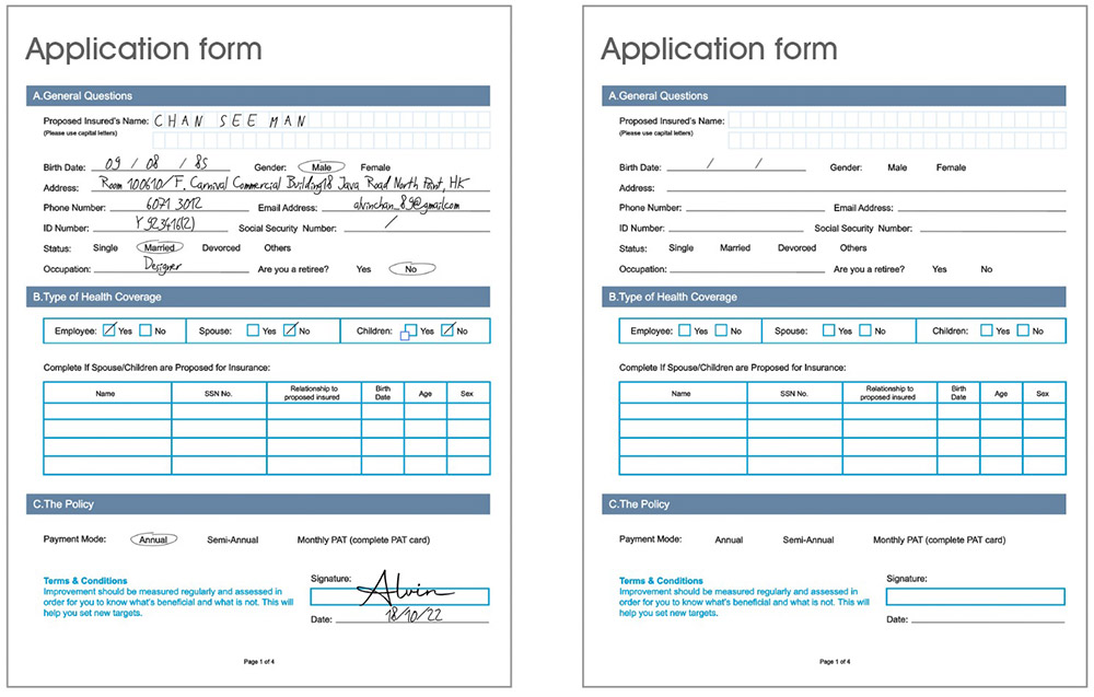 Application form